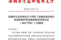 深圳市建设项目环境影响评价审批和备案管理名录（2021年版）