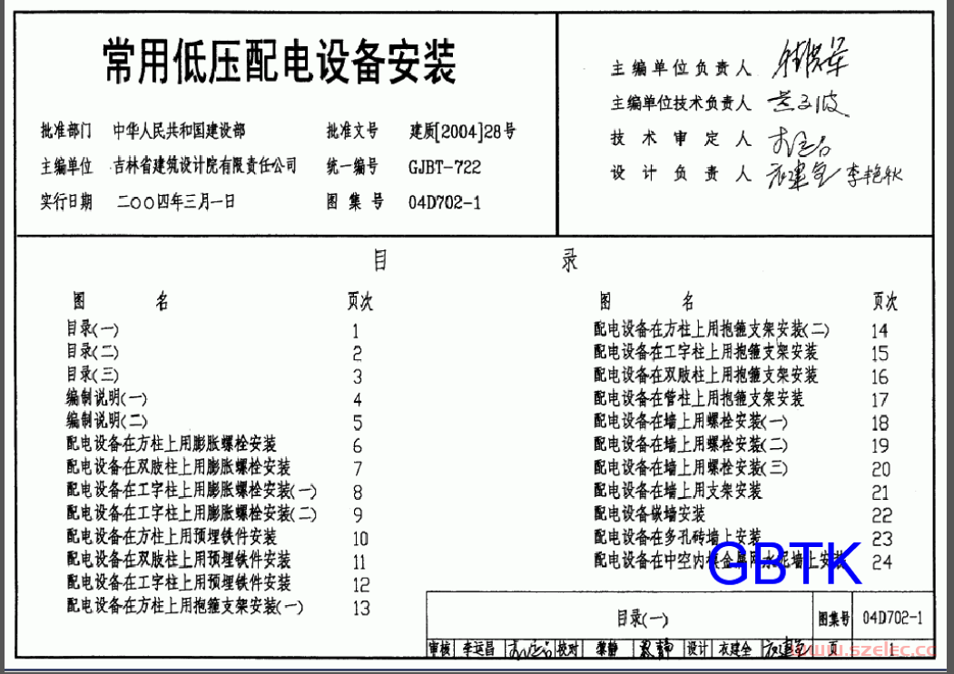 D702-1-~3 常用低压配电设备及灯具安装(2004)