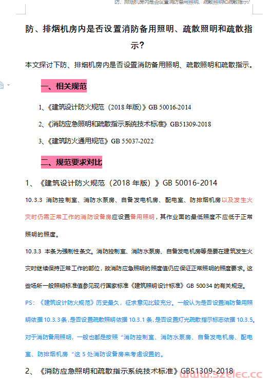 防、排烟机房内是否设置消防备用照明、疏散照明和疏散指示？