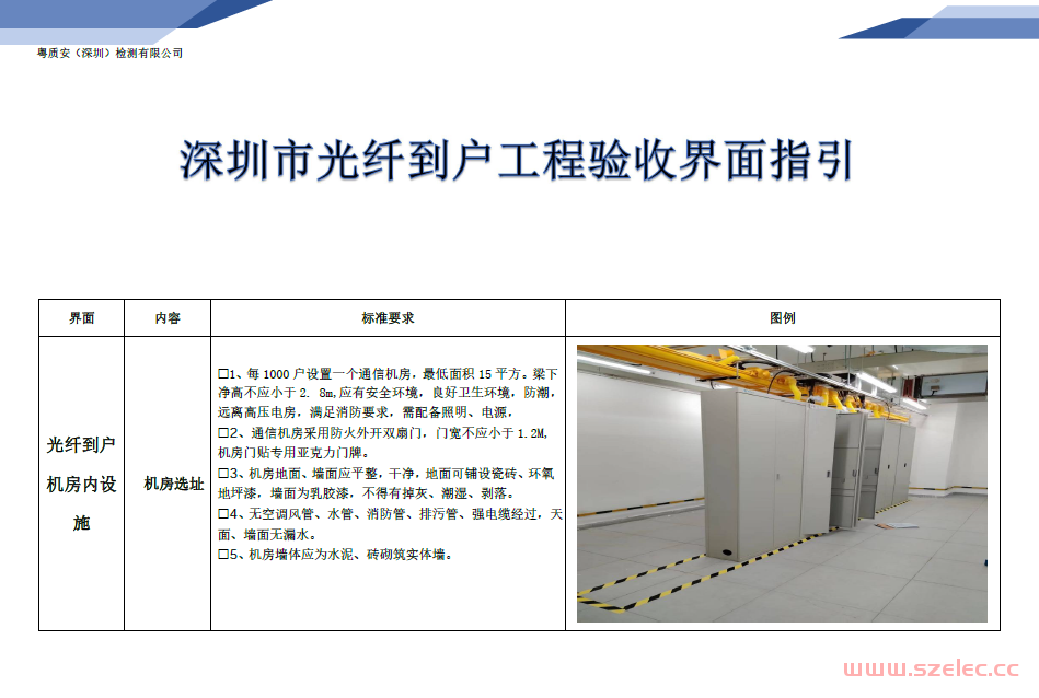 深圳市光纤到户工程施工界面指引（粤质安检测）